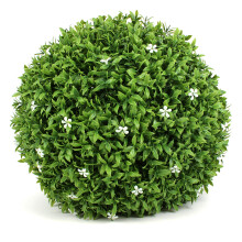 3rd Street Inn Medium White Flower Grass Topiary Ball - Artificial Plant Set - inomhus/utomhusbrllopsfestdekor - Faux Foliage Garden Sphere - Tr