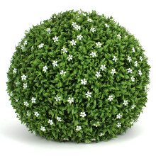 3rd Street Inn Stora White Flower Grass Topiary Ball - Artificial Plant Set - inomhus/utomhusbrllopsfestdekor - Faux Foliage Garden Sphere - Tr