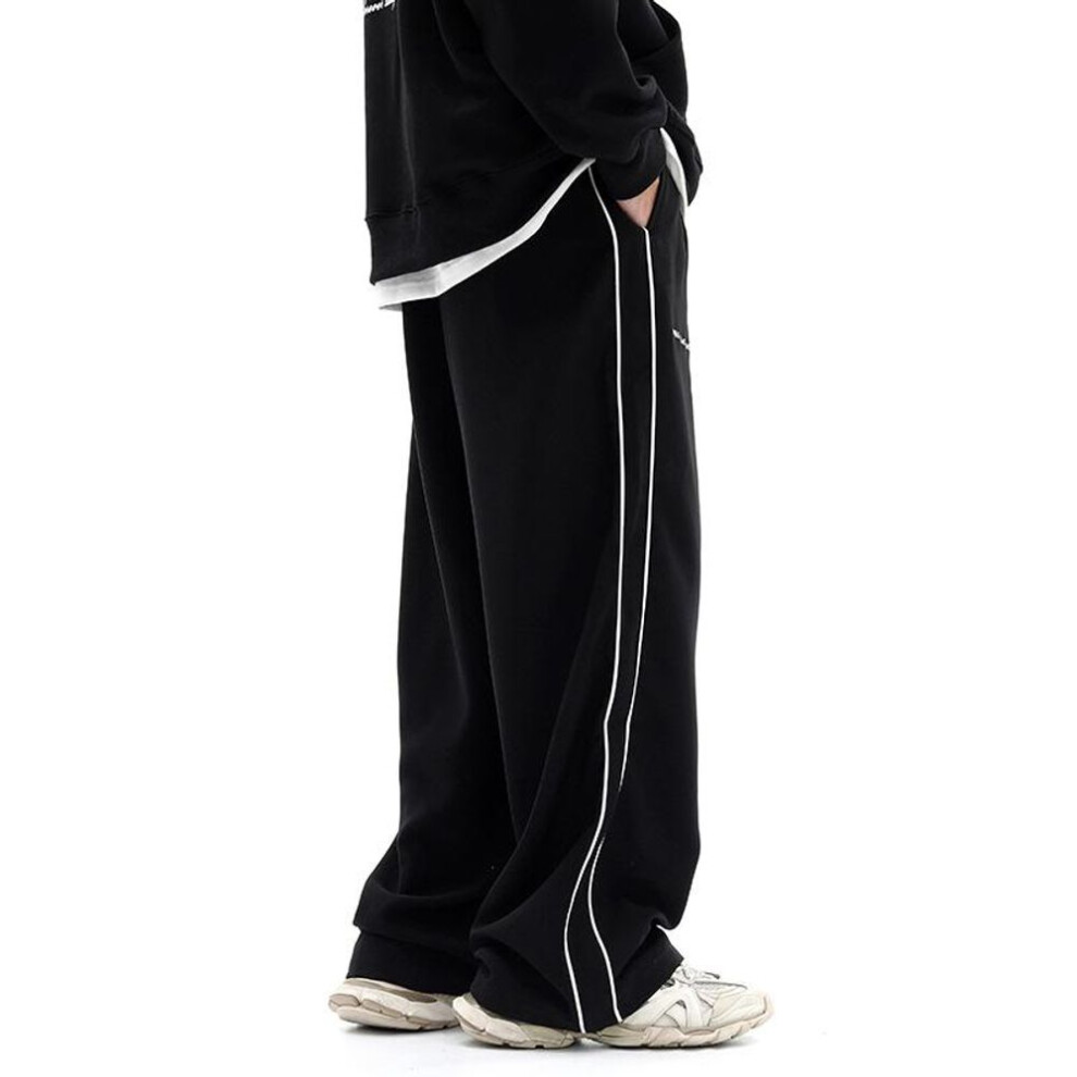 (black, M) Women&apos;s Men&apos;s Y2k Clothing Summer Striped Sweatpants Track Baggy Wide Pants Jogging Cargo Pants Trousers For Men Techwear Korean Clothes Wom