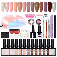 (set 05) Phoenixy Gel Nail Kit 13 Colors Fall Winter Gel Nail Polish Set With Lamp Glossy & Matte Gel Top Base Coat Gel Nail Diy Home Curing Gifts For Wome