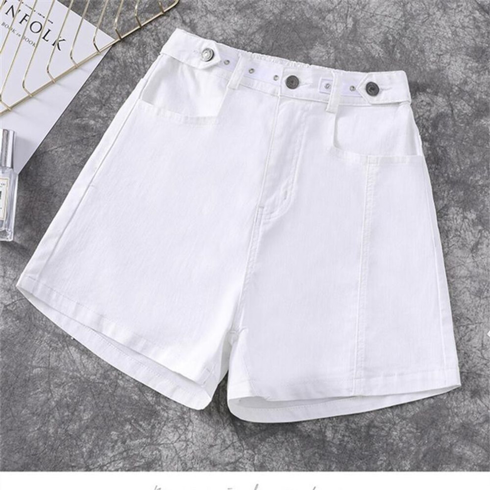 (white, XXXL) Dimanaf 2024 Plus Size Jeans Elegant Short Pants Women Oversize Loose Casual Cotton Denim Female Casual Pants