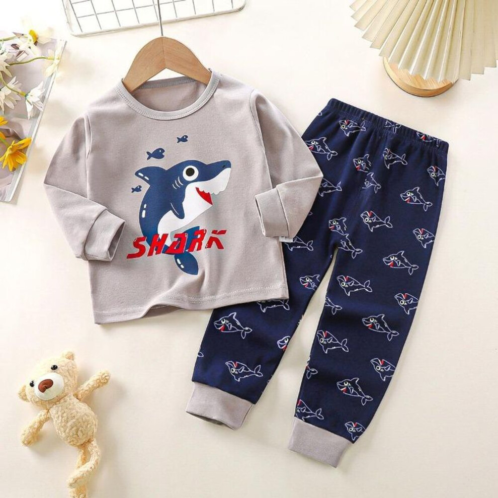 (grey, 140cm) Children&apos;s Underwear Set Made Of Pure Cotton Autumn New Item, Boys&apos; Pajamas, Girls&apos; Home Clothes, Baby&apos;s Autumn Clothes, Children&