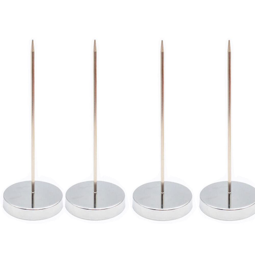 Lot De 4 Porte-Papiers De Bureau Tige Droite, En Acier Inoxydable, 140 Mm (5,5 Pouces) (Argent)-image