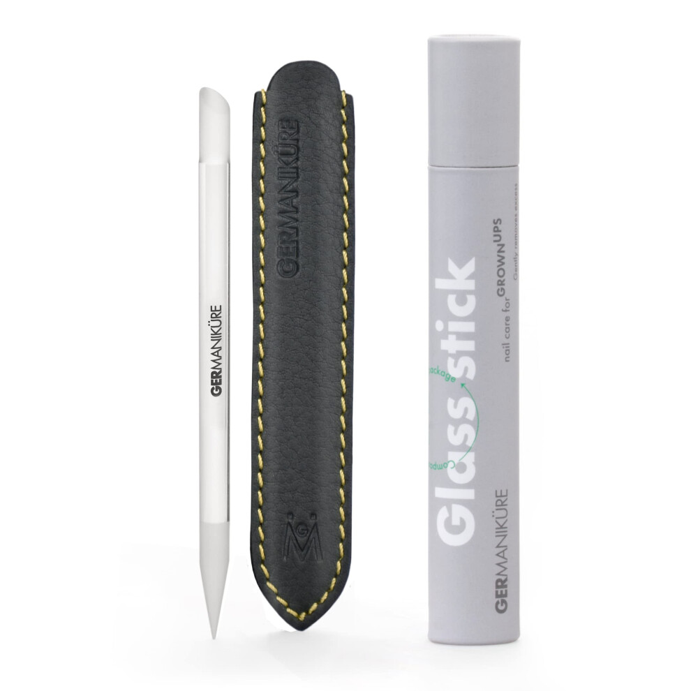 Germanikure Glass Cuticle Stick - Ethically Made In Czech Republic - Cuticle Pusher & Remover Callous & Dry Skin Fingertip File Nail Shaper