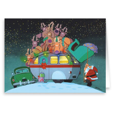 Stonehouse Collection | Husbil och tomte julkort | 18 julkort & 19 kuvert | St Camping Trailer Julkort | USA-tillverkad (standard)