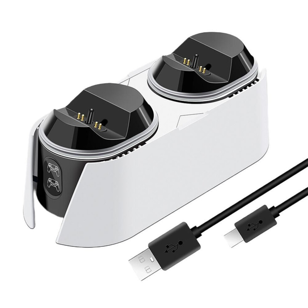 (white) VAORLO Dual Controller Charger For PS5 Charging Dock Automatic Power Off USB Type-C Fast Charging Station For PS5 Wireless Controller