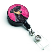 Caroline's Treasures SC9126PK-Br Pink Doberman Rettractable Badge Reel For Nurses ID Badge Porte avec clip Clif de badge d'employe retractable Cl