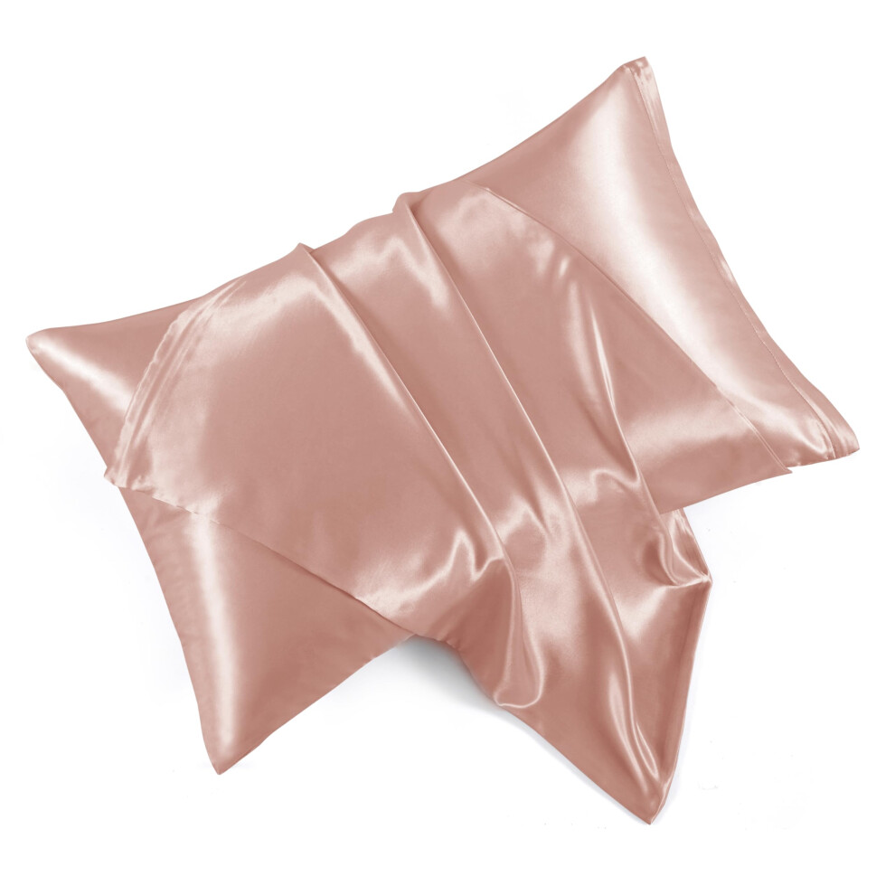 Taies d'oreiller en satin or rose HommxJF avec fermeture    clair (20 x 30) Lot de 2 taies d'oreiller Queen Size Taies d'oreiller en soie or rose p