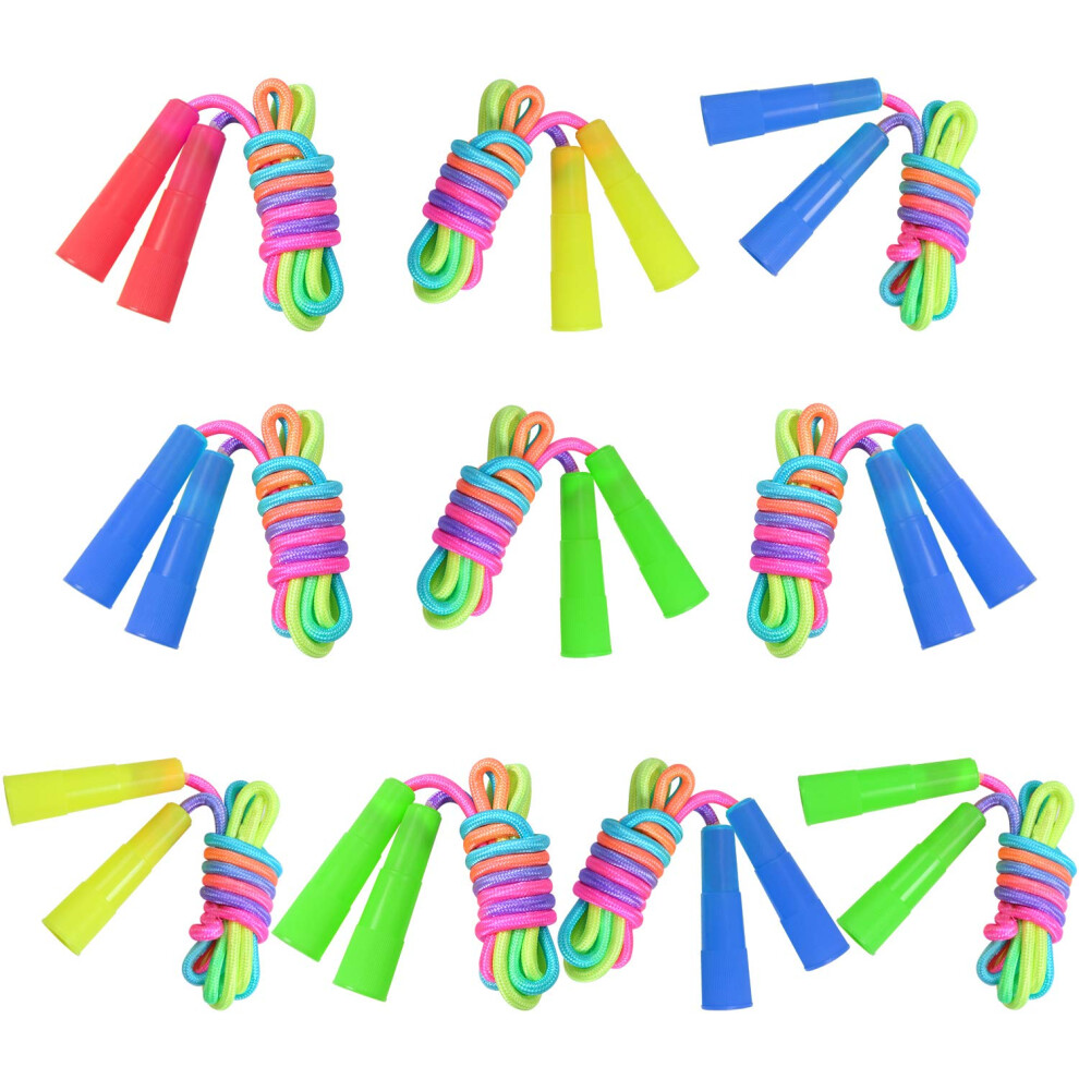 Elcoho 10 Pack Kids Rainbow Jump Rope Set Jumping Ropes Vibrant Skipping Ropes for Kids Outdoor Fun Party Favors 7.2 Feet