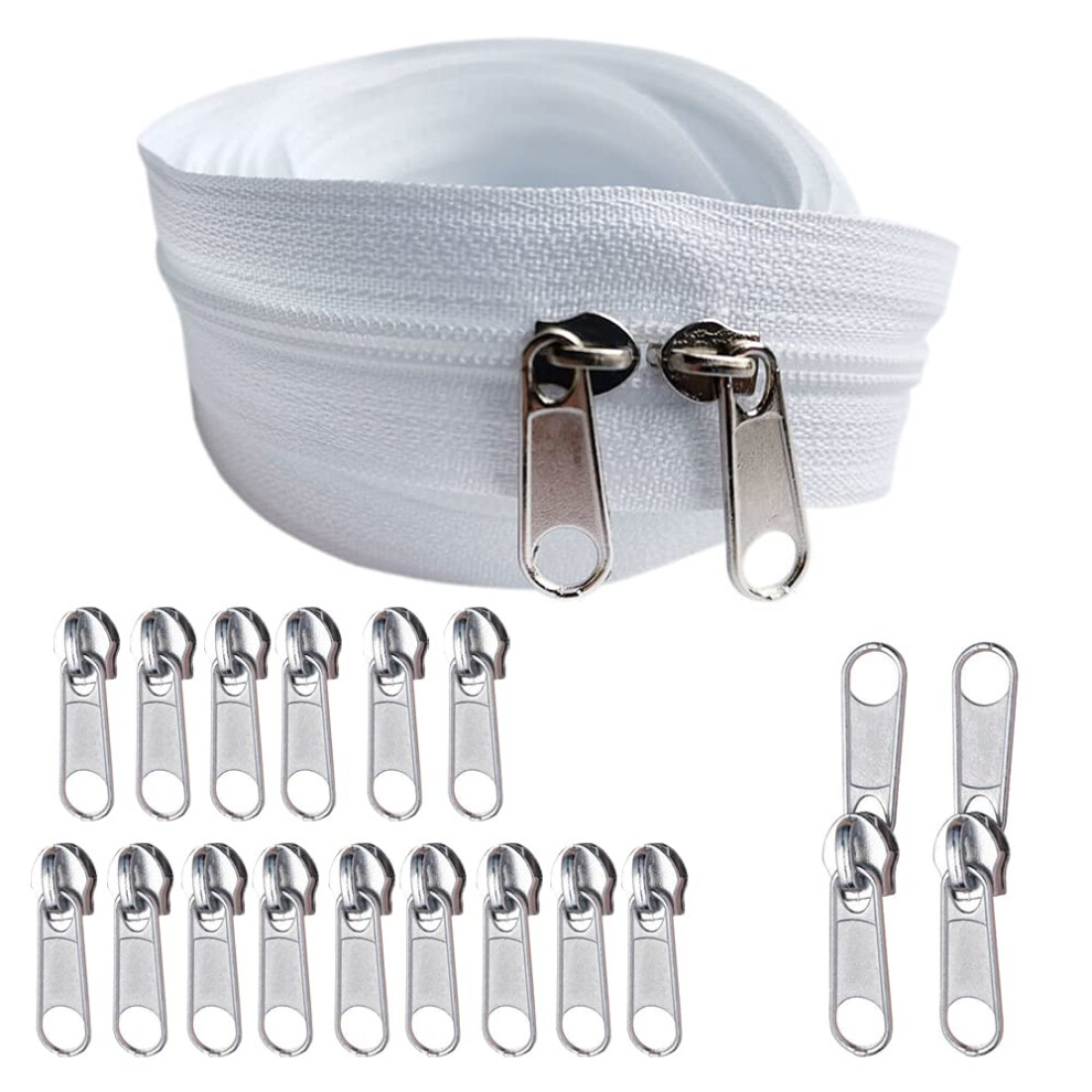 Zipper 10 Yards 5 Zipper Repair Kit Zipper Roll For Sewing Nylon Coil With 17Pcs Zipper Sliders Zipper Pull For Upholstery Sewi