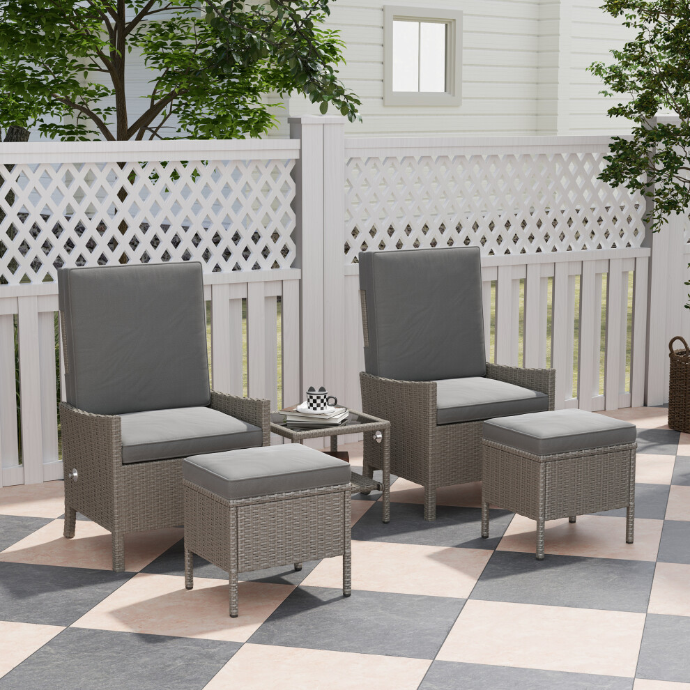 Outsunny 5 PCS Rattan Garden Furniture Set w/ Cushions, Dark Grey