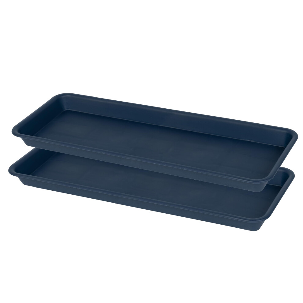 VUWEZ Lot de 2 soucoupes rectangulaires en plastique pour bacs     plantes de 24 pouces pour bacs     plantes d'int   rieur et d'ext   rieur