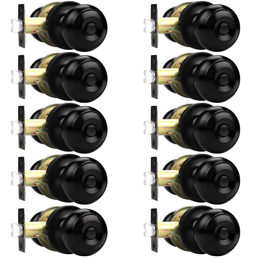 Probrico Matte Black Door Knobs Prywatnosc Wewnetrzne Zamki Do Sypialni W Lazience Bezpieczne Bezpieczne Staliczne Stalowe Plasek (10-image