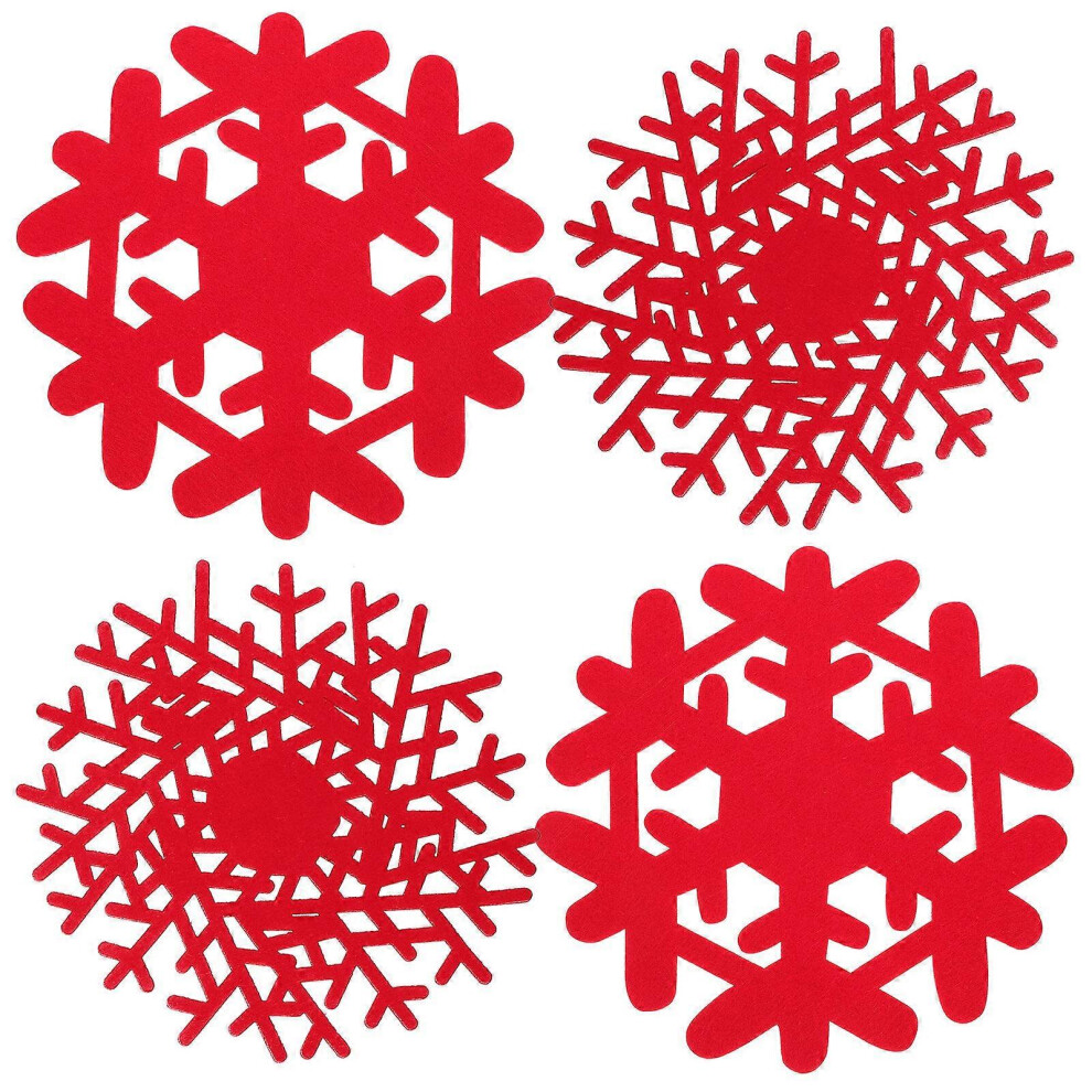 Kricely (As Show, One Size) 4Pcs Snowflake Pot Holder Christmas Decorative Coaster Drinking Cup Coaster Placemat
