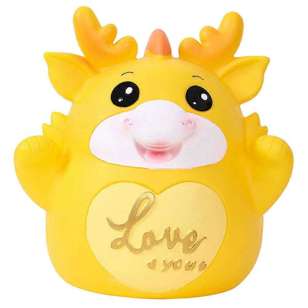 Kricely (, One Size) Dragon Piggy Bank New Year Dragon Figurine Coin Bank Lovely Dragon Coin Saving Jar Yellow