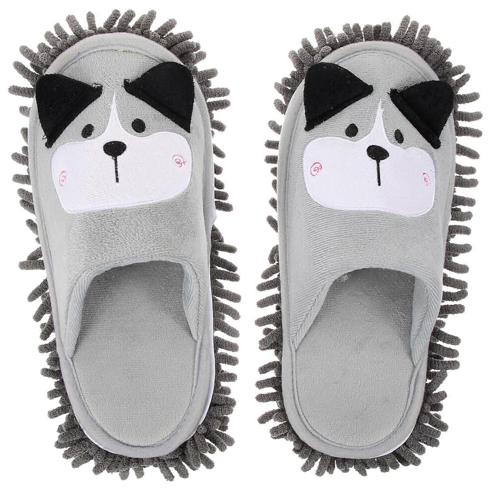 Kricely (As Show, One Size) 1 Pair Mop Slippers Floor Cleaning Mop Slippers Chenille Detachable Shoes Cute Dog Mopping Slippers