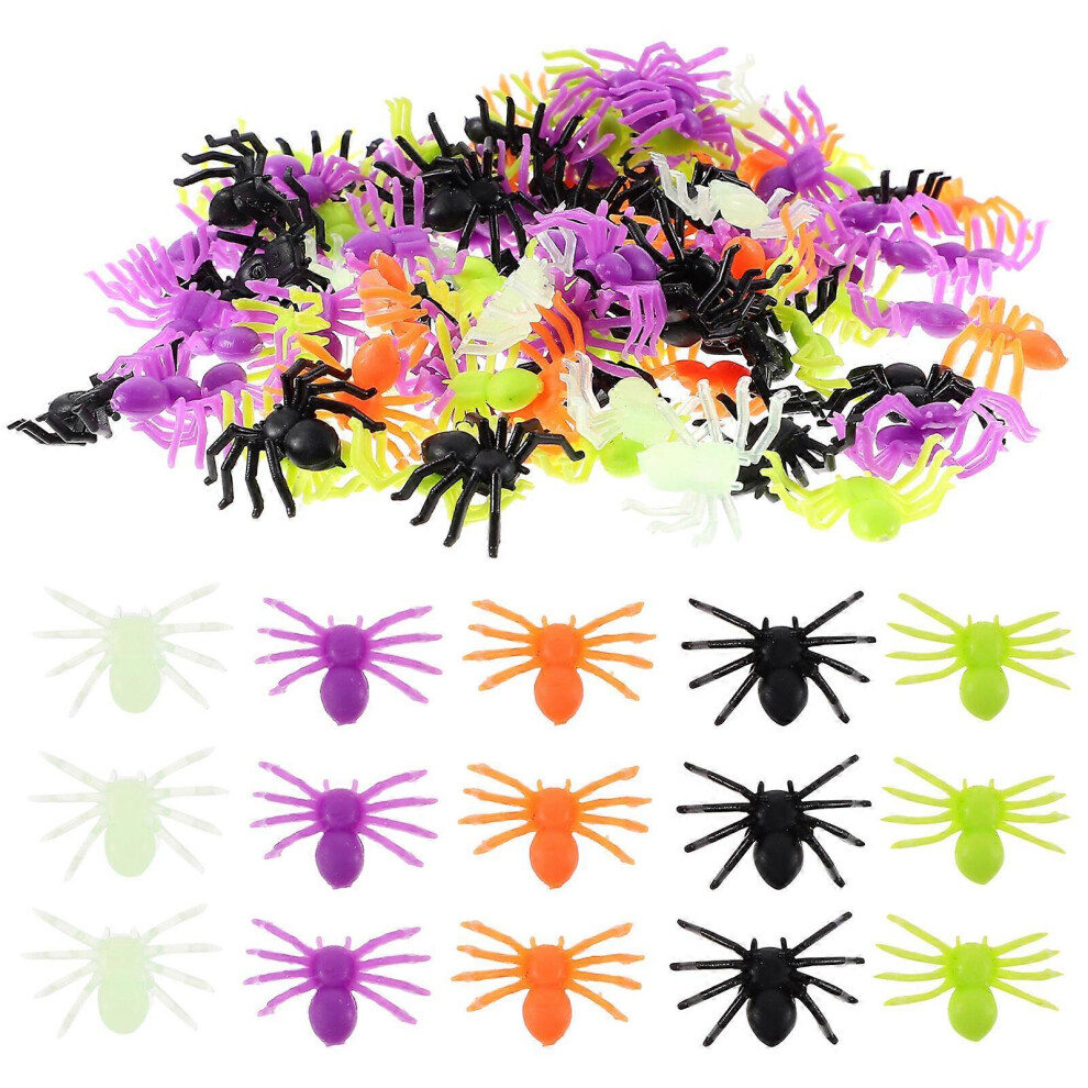 Kricely (As Show, One Size) 200Pcs Plastic Spider Model Prank Spider Toys Halloween Party Decorative Spider Realistic Spider Figures Mixed Color