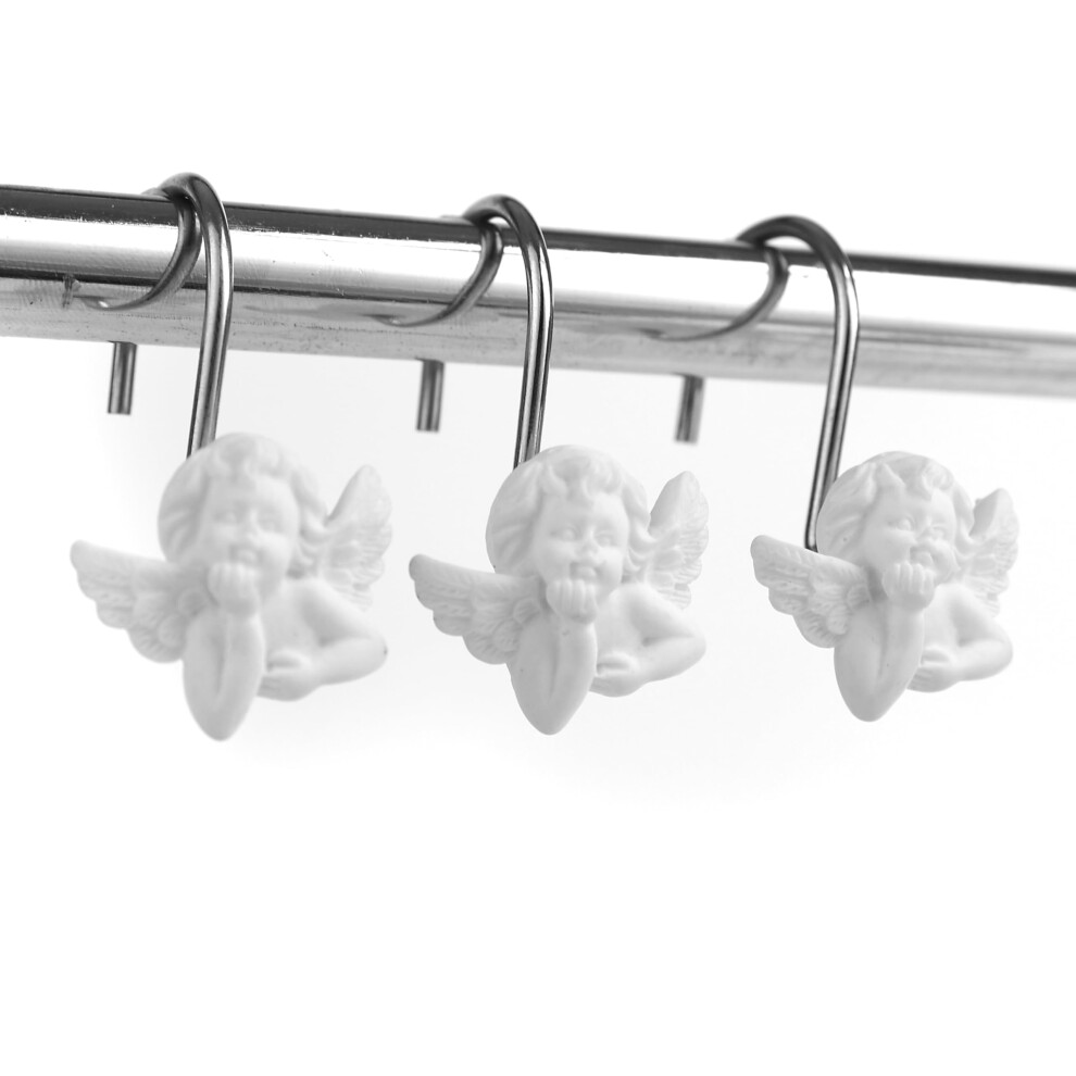 Twofish Home Crochets de rideau de douche White Angel Crochets de rideau de douche antirouille White Angel Anneaux de rideau de douche d   coratifs