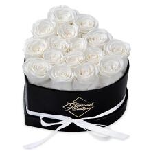 GLAMOUR BOUTIQUE 16 Flower Forever Herzform-Box – Konservierte Rosen, Geschenk für Sie, konservierte Blumen, Weiß