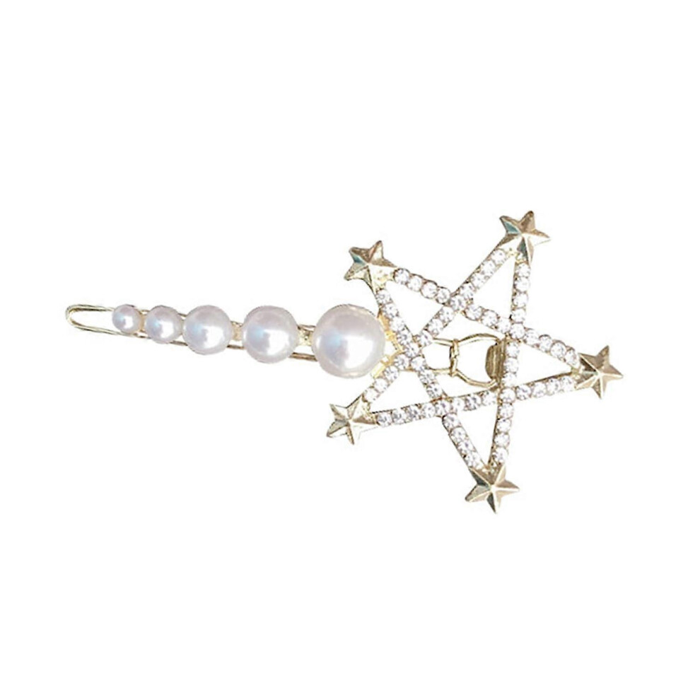 (As show, One size) Faux Pearl Hairpin Cute Headdress Cartoon Moon Cosmos Star Planet Shape Hairpins-image-OPC-PG99X9V-NEW