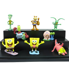 8plastic Aquarium-Deko Spongebob Ananashaus - 6/8/12-teiliges Harz-Set, Bikini Bottom Cartoon-Figuren, ungiftig und stabiler Boden