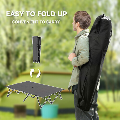 Outsunny Outsunny Double Camping Folding Cot Portable Sleeping Bed, Charcoal Grey 2