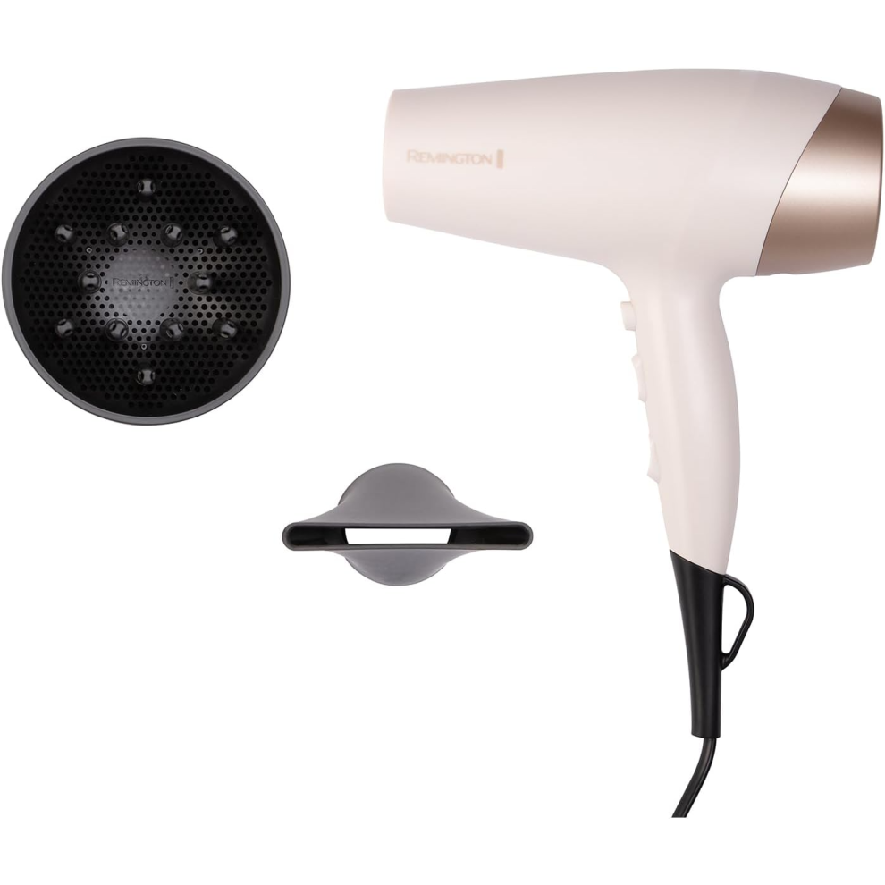 Remington Shea Soft Hair Dryer (Micro-Conditioners Enriched with Shea Oil for Soft Sleek Hair, Ionic, Diffuser, Wide Dr
