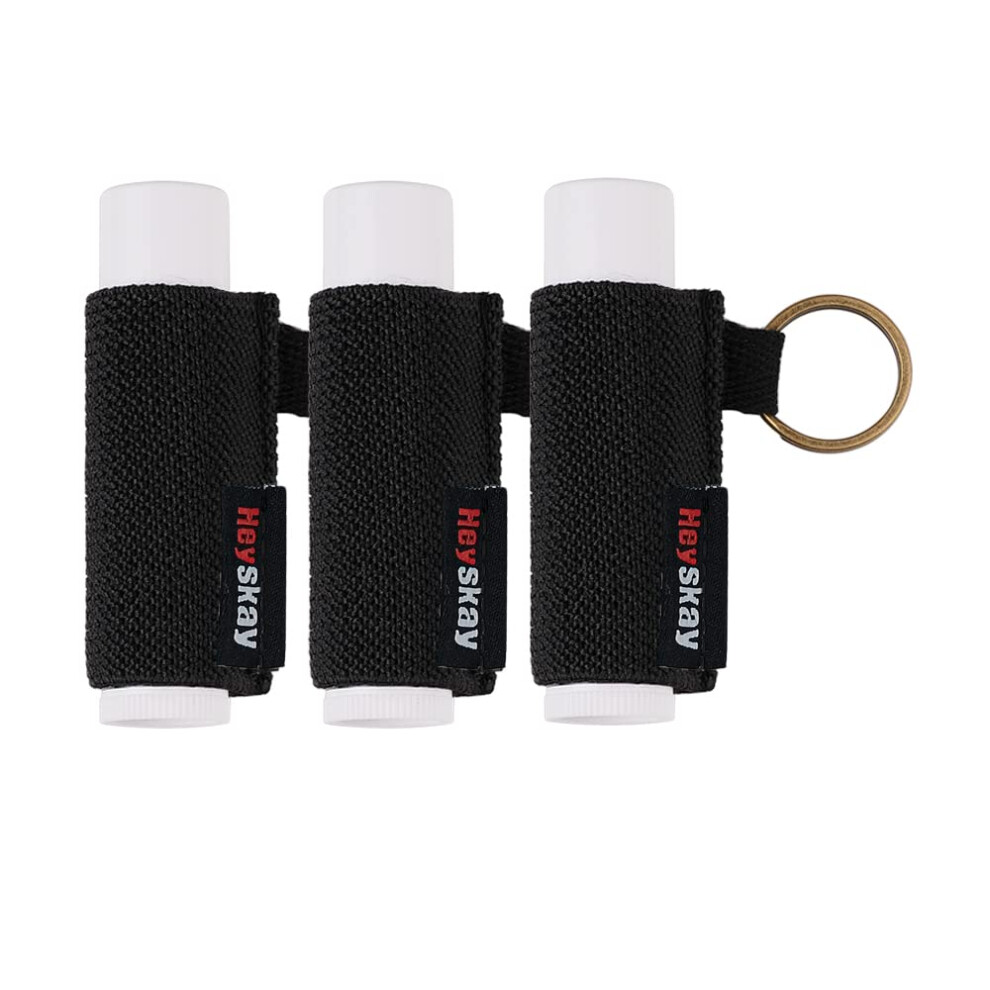 Heyskay 3Pcs Lip Balm Holder Sleeves Keychain Lipstick Sleeves Lip Gloss Holder Keychain Chapstick Elastic Sleevesblackx3