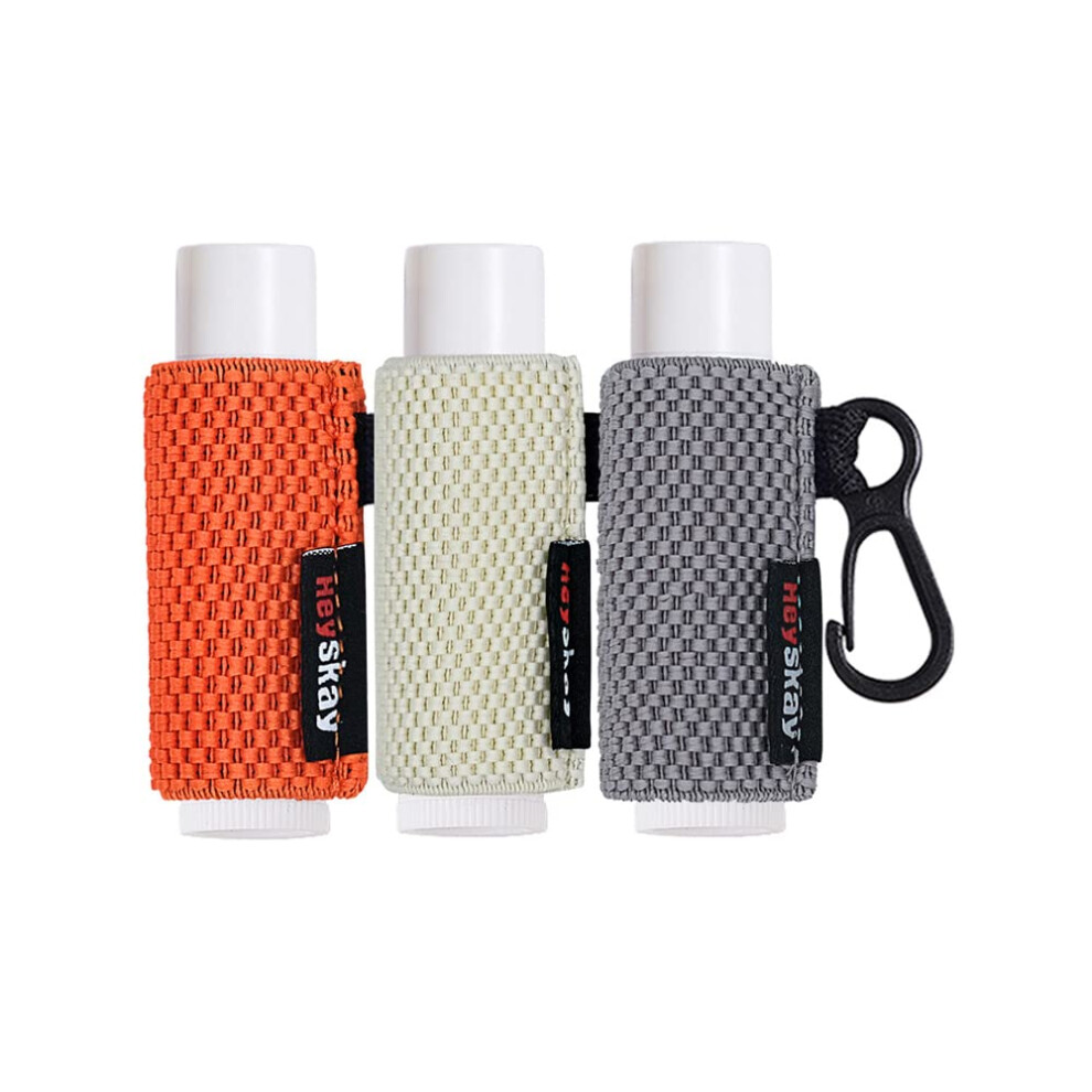 Heyskay 3Pcs Lip Balm Holder Sleeves Keychain Chapstick Holder Lip Gloss Holder Keychain Chapstick Elastic Sleevesbeigegreyor