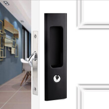 LWZH 63 Matte Black Privacy Pocket Door Lock Hardware Invisible Recessed Handle Latch with Keys Sliding Door Mortise Lock