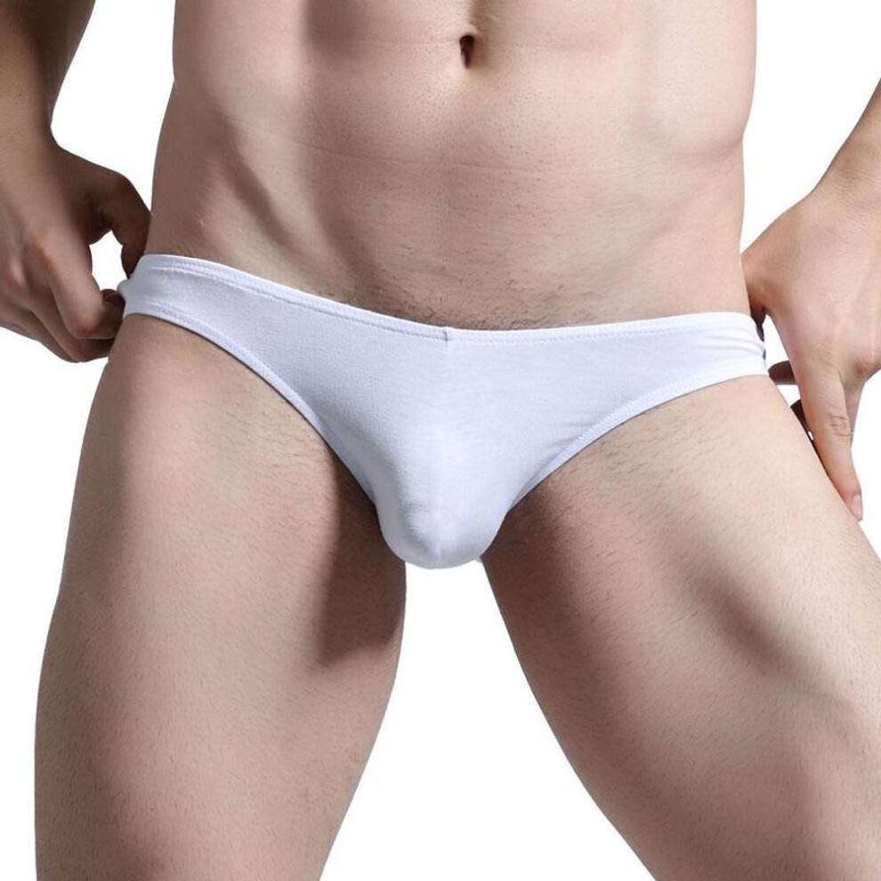 (white, 4XL) Summer Sexy Underpants Modal Flexible Men&apos;s Briefs Solid Color Underwear Breathable Silky Middle Waist Flat Swmming Quick Dry Transparent Thin Bo