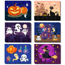 Puzzle de Halloween pentru copii pachetul de 36 de ani-petrecerea de Halloween favorizeaza jocurile puzzle-uri cu 6 modele asortate 24 de piese H