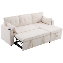 3-in-1 Convertible Sofa Bed with Internal Storage Chaise