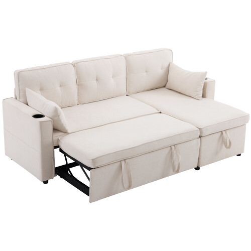 3-in-1 Convertible Sofa Bed with Internal Storage Chaise