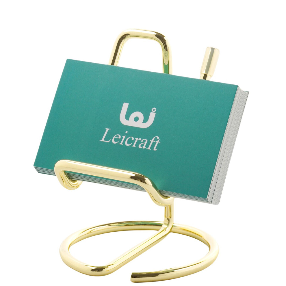Leicraft Business Card Holder for Desk  Cute Metal Card Organizers and Office Desk Accessories for Men and Women Vertical Golden-image-OPC-PFY8P7H-NEW