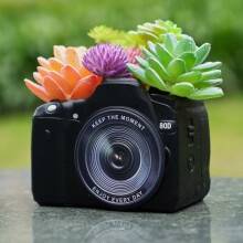 Kiktop Camera Decorative Planter Plant Gift - Desk Decor Pot succulent pour plantes interieures Appareil photo etagere a la maison decor de burea
