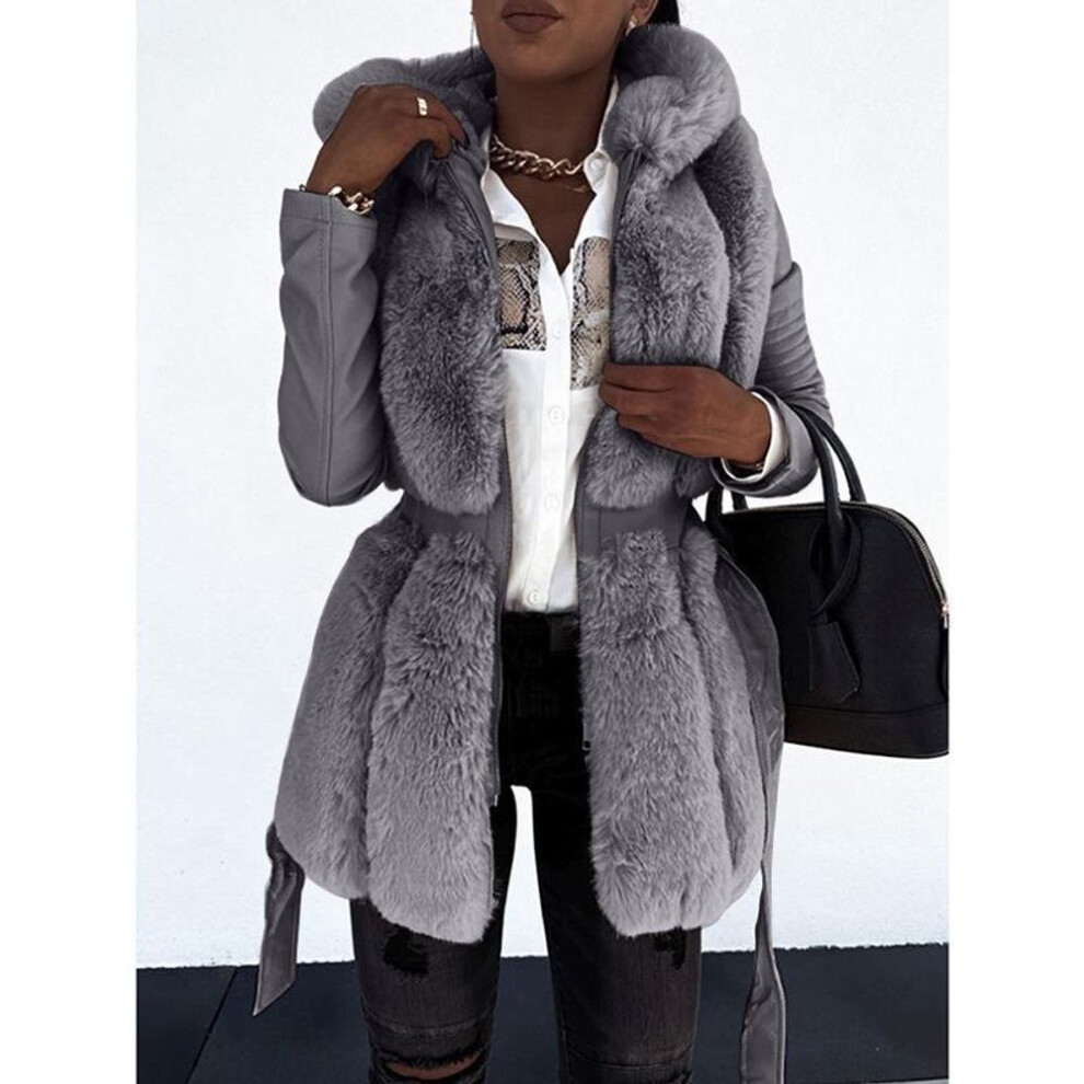 (gray, L) Chest Young Fashion Versatile Celebrity Fox Fur Coat Elegant Women&apos;s Autumn Winter Jacket Women&apos;s Coat Luxury Party Coat Street Band Coat