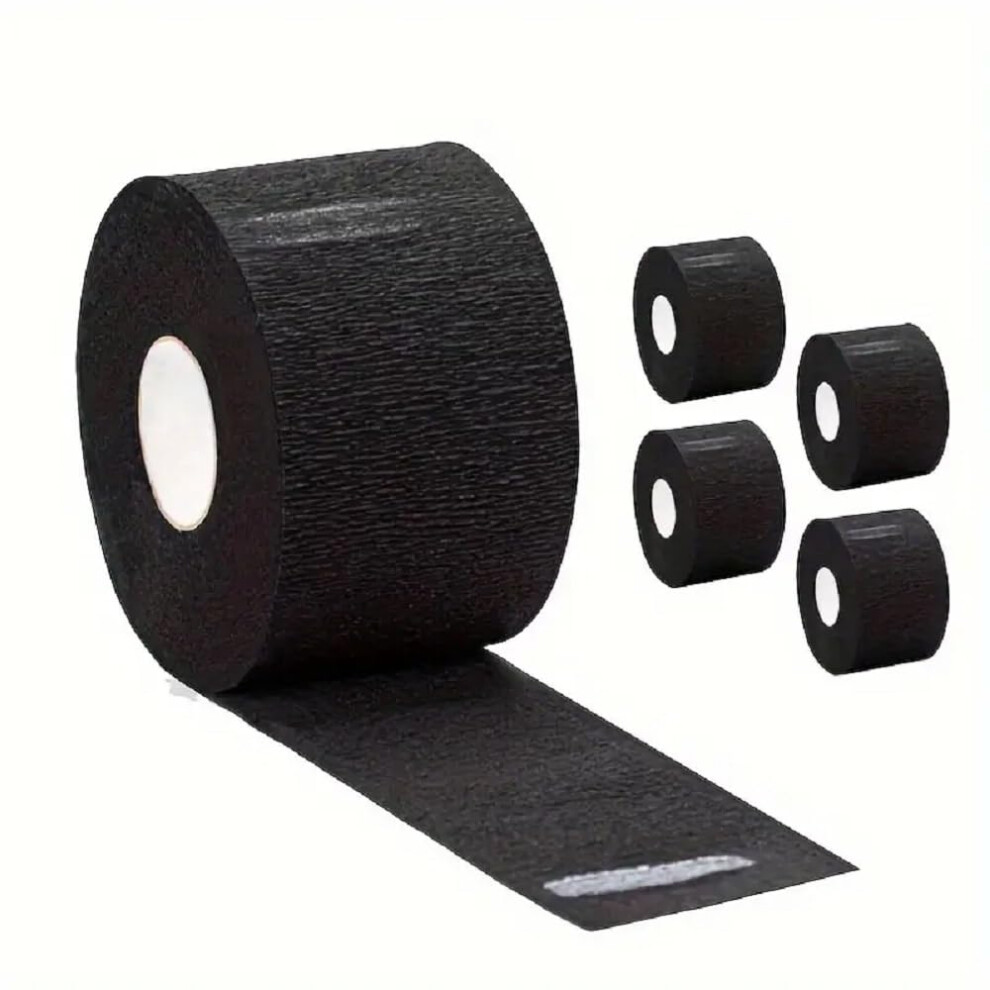 Beperkt Studio Limited 5 Rolls Disposable Neck Strip Roll Barber Paper Disposable Neck Paper 1 Pack/ 5 Rolls, Black 500 Strips