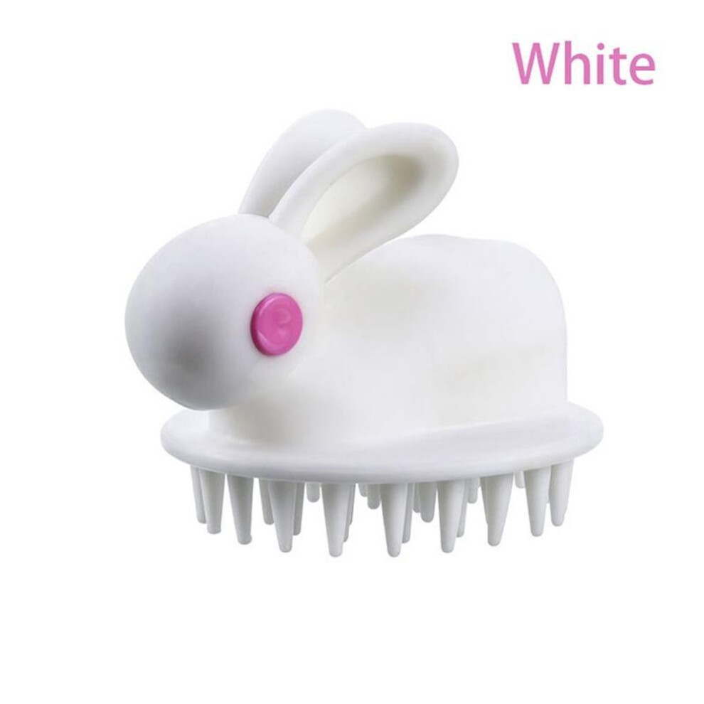 (white) Silicone Shampoo Scalp Hair Massager Head Body Massage Brush Comb Hair Washing