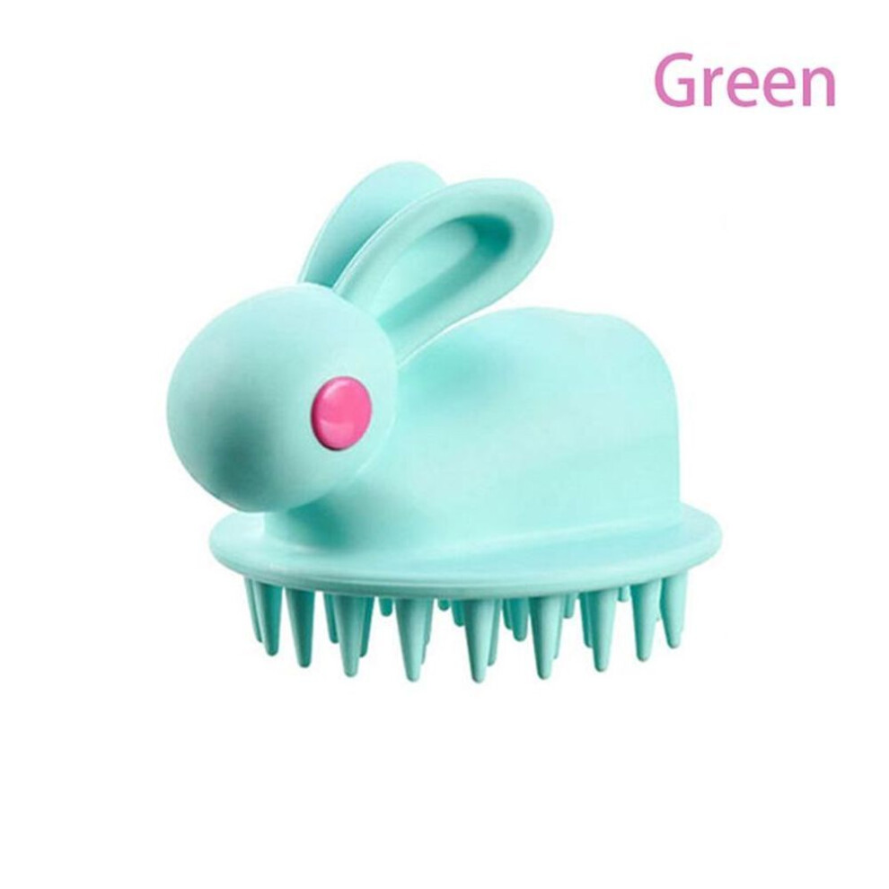 (green) Silicone Shampoo Scalp Hair Massager Head Body Massage Brush Comb Hair Washing
