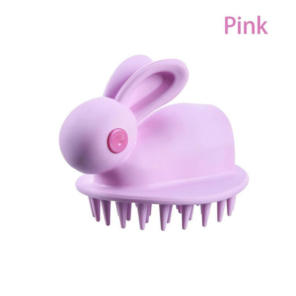 (pink) Silicone Shampoo Scalp Hair Massager Head Body Massage Brush Comb Hair Washing