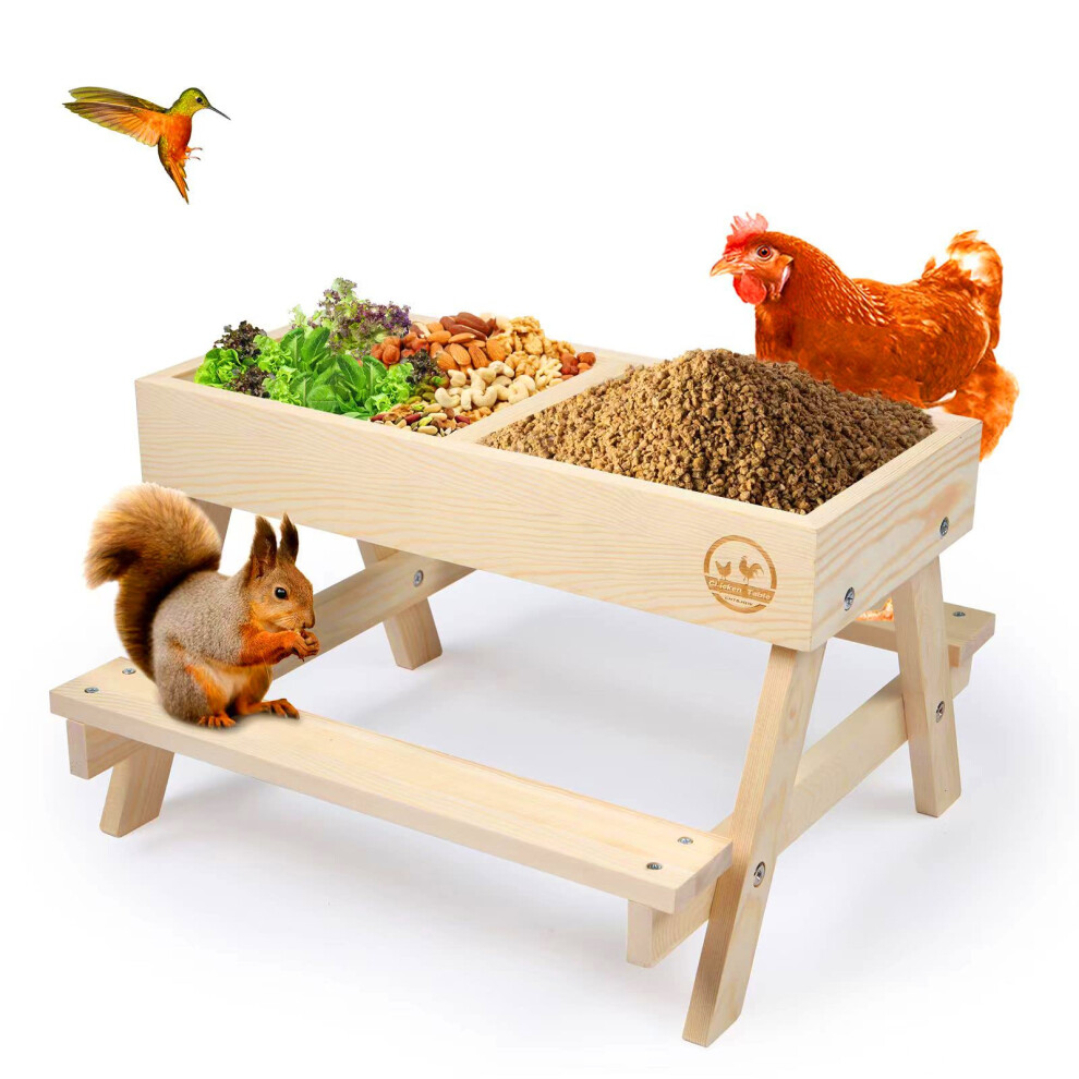 Table de pique-nique pour poulets, grande mangeoire pour poulets, sans gaspillage, kit de mangeoire pour table     poulets en bois fait     la main,