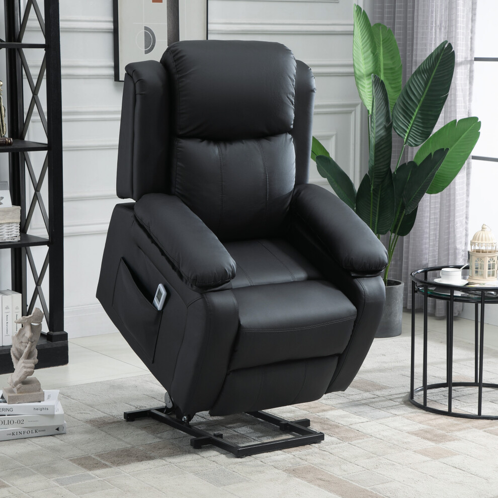 HOMCOM Riser and Recliner Chair Power Lift Recliner with Remote Black