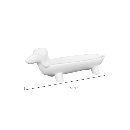 Creative CoOp Elongated White Ceramic Dog Dish 1