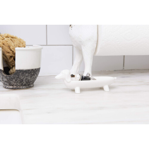 Creative CoOp Elongated White Ceramic Dog Dish 2