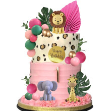 Decoratiuni pentru tort cu animale de safari din jungla, cu leu, girafa, elefant, zebra, pentru decora?iuni cu tematica pentru animale salbatice,