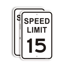 Snelheidslimiet 15 MPH-bord 2-pack 12 x 18 reflecterend 40Mil aluminium Professionele bedrukking UV-coating Voorgeboorde gaten Eenvoudig te monteren