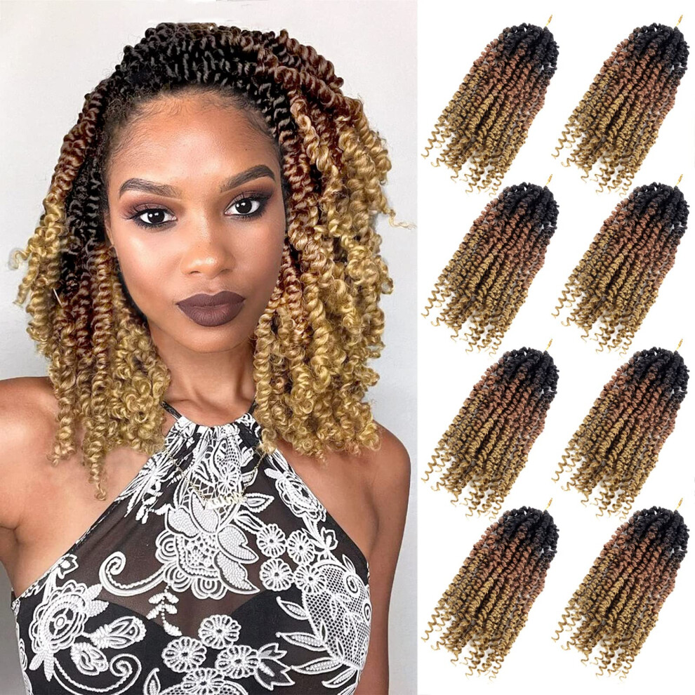 Dubbelbladig Unisex Pre-Twisted Passion Twist Crochet Hair 10 Inch 8 Packs Crochet Passion Twist Pre Looped Short Ombre Passion Twist Hair Crochet Twist Braids