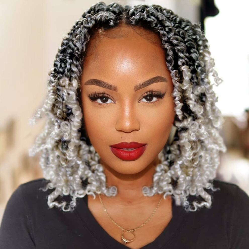 Dubbelbladig Unisex Pre-Twisted Passion Twist Crochet Hair 10 Inch 8 Packs Crochet Passion Twist Pre Looped Short Ombre Passion Twist Hair Crochet Twist Braids
