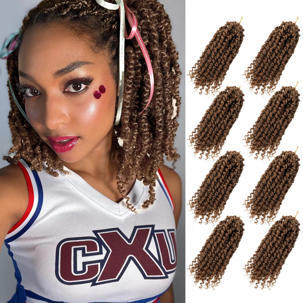 Dubbelbladig Bileaf Pre-Twisted Passion Twist Crochet Hair 10 Inch 8 Packs Crochet Passion Twist Pre Looped Short Passion Twist Hair Crochet Braids Bohe